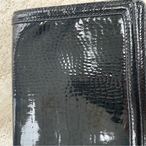 Banana Republic patent leather black crocodile embossed clutch - Picture 2 of 8